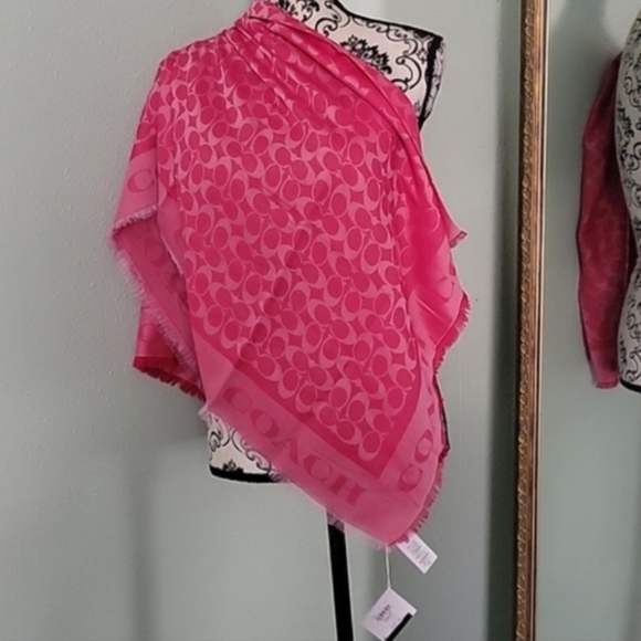 Coach Signature Jacquard Oversized Square Scarf - Picture 2 of 5